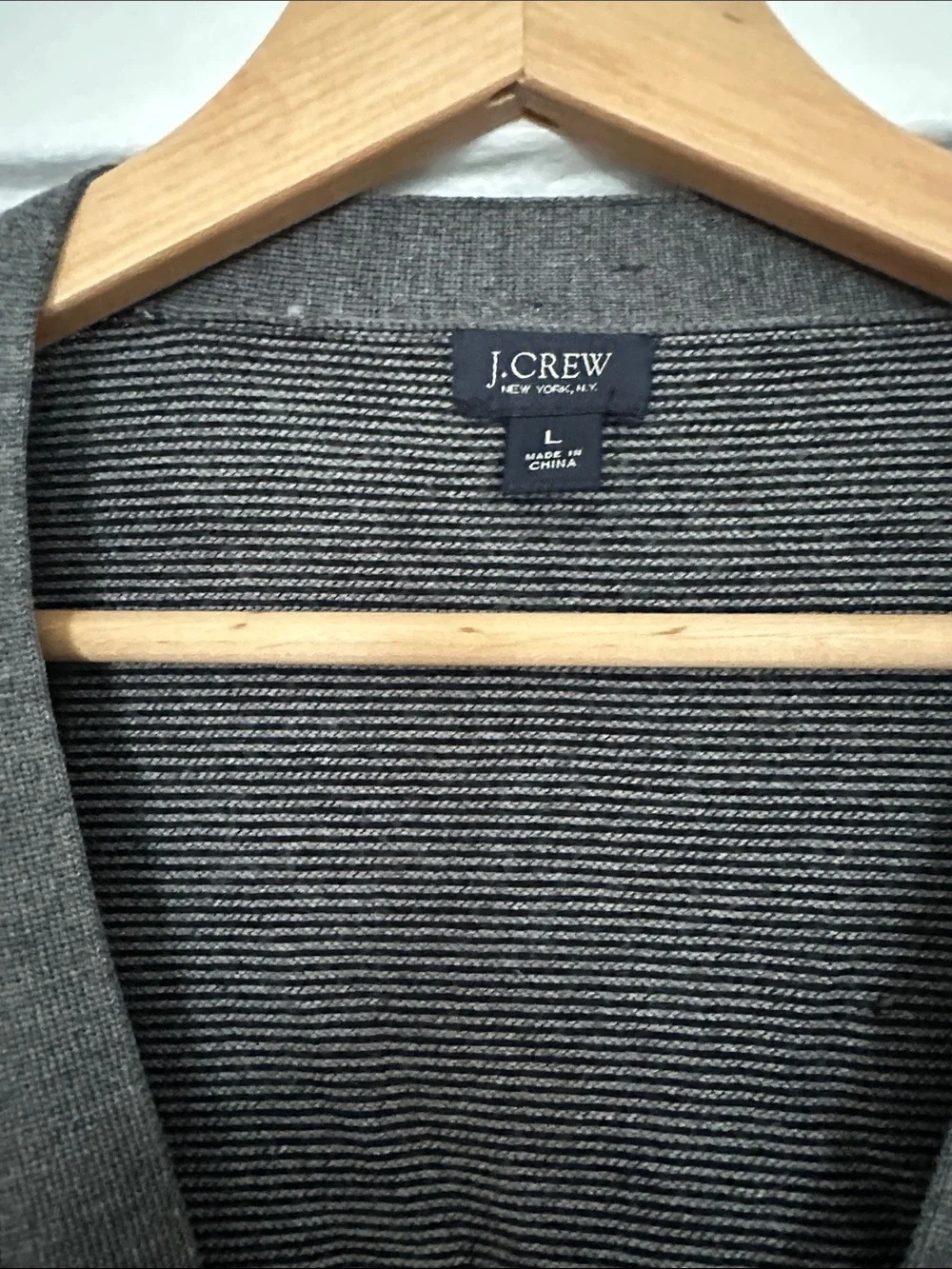 J. Crew Men's Gray Micro-Striped V‑Neck Cardigan
